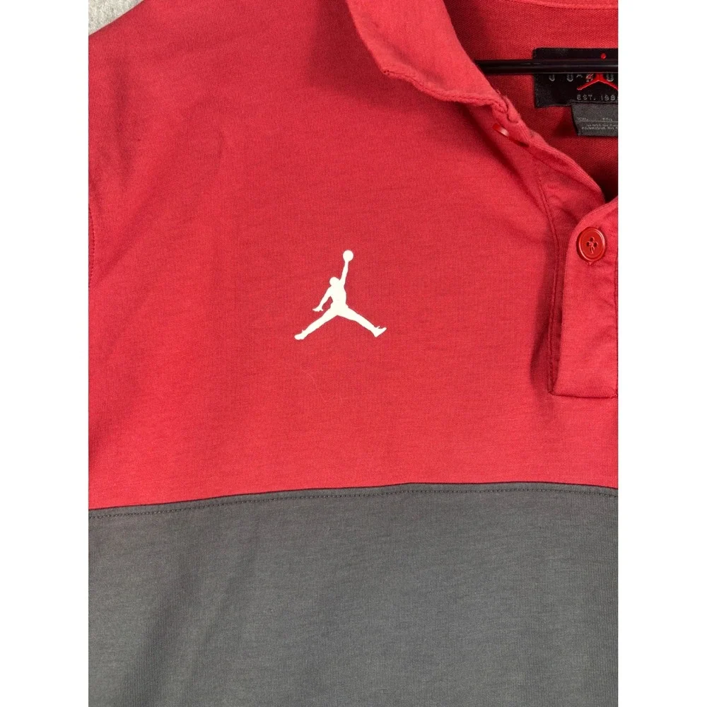 Jordan Oklahoma‎ Sooners Polo Colorblock Jumpman Logo Mens XXL Red Grey